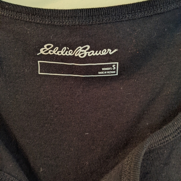 NWT Eddie Bauer 100% Cotton, Notched Neck Tunic Tank, Black, Sz S - Picture 2 of 5